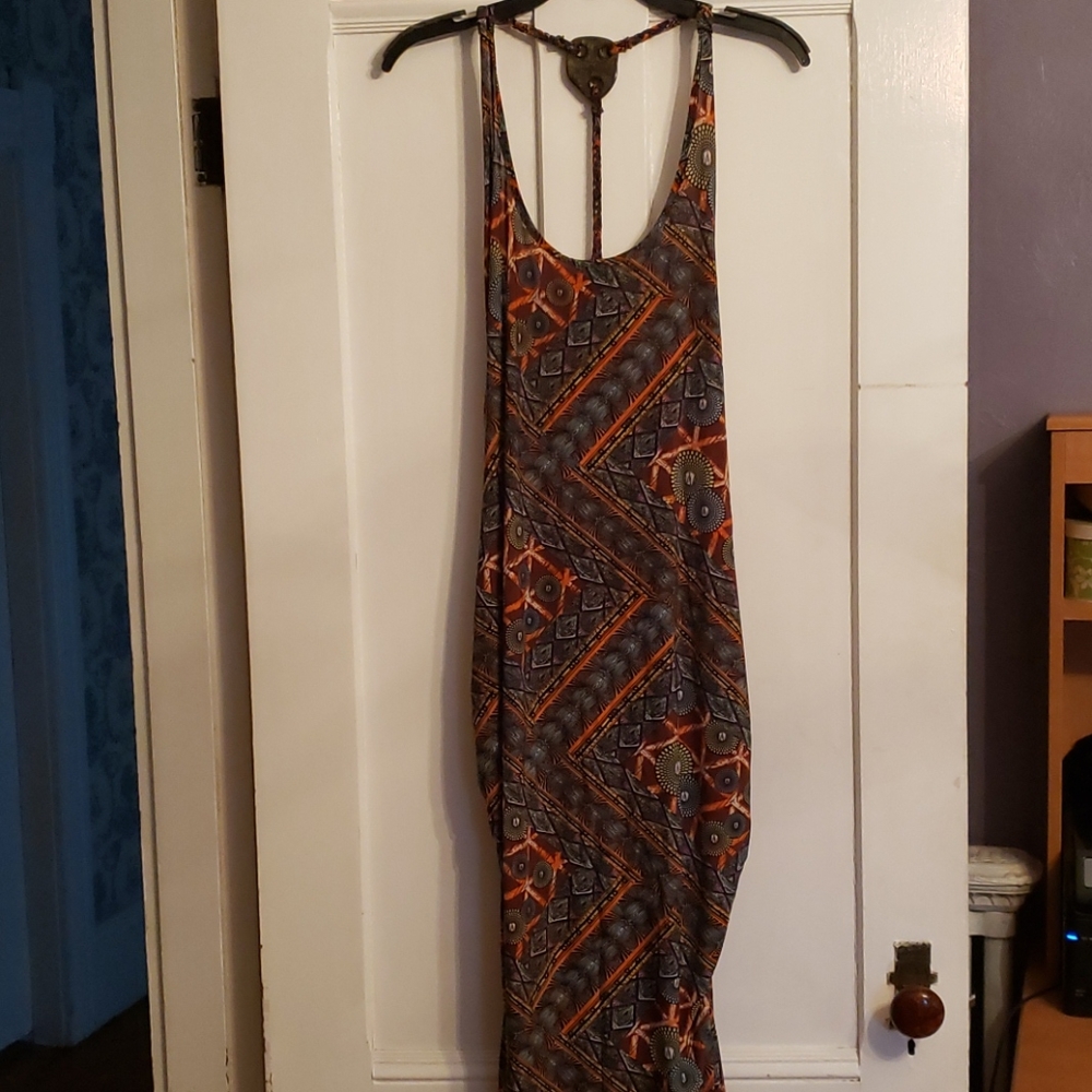 Ruched Tribal Maxi Dress